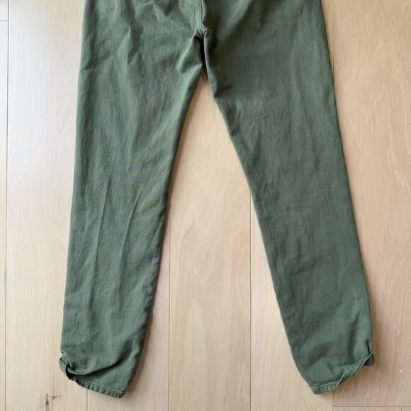 & Sons Pants 32 Green Minimalist Streetwear Chino Buckle Back Army Military - Picture 8 of 9
